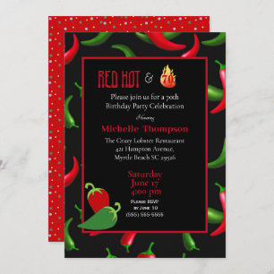 Funny Red Green Hot Peppers Invitation Anniversair