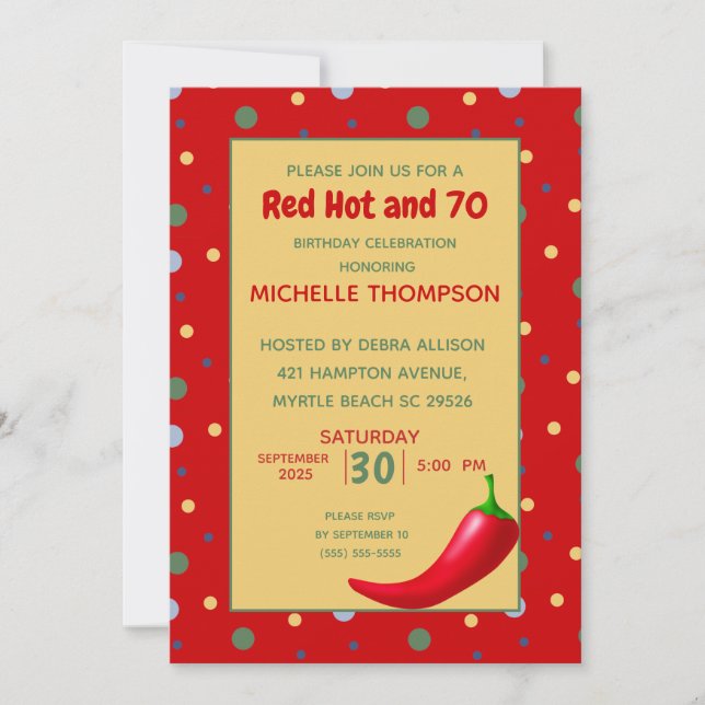 Funny Red Hot 70e anniversaire Invitations (Devant)
