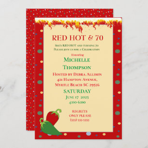 Funny Red Hot 70e anniversaire Invitations
