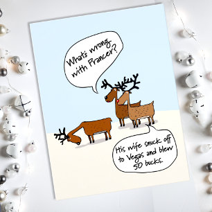 Funny Reindeer Vegas Christmas Holiday Carte posta