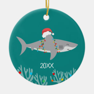 Funny Requin rond ornement de Noël
