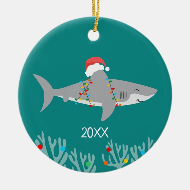 Funny Requin rond ornement de Noël (Devant)