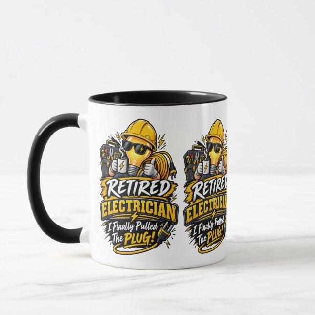 Funny Retired Electrician Mug (Gauche)