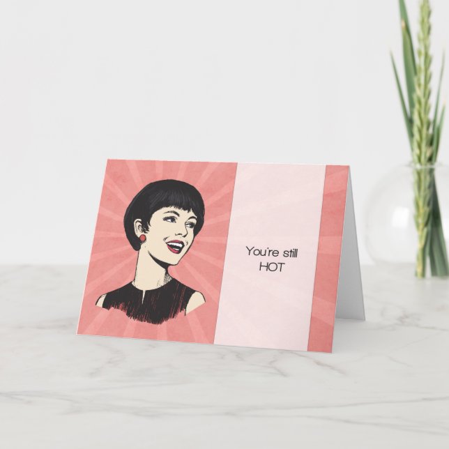 Funny Retro carte d'anniversaire avec dame caricat (Devant)