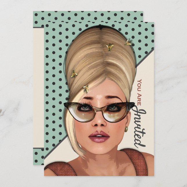 Funny Retro Hair And Beauty Salon Invitation À L'É (Devant / Derrière)