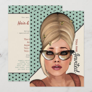 Funny Retro Hair And Beauty Salon Invitation À L'É