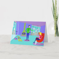 Funny Retro Ski carte de voeux