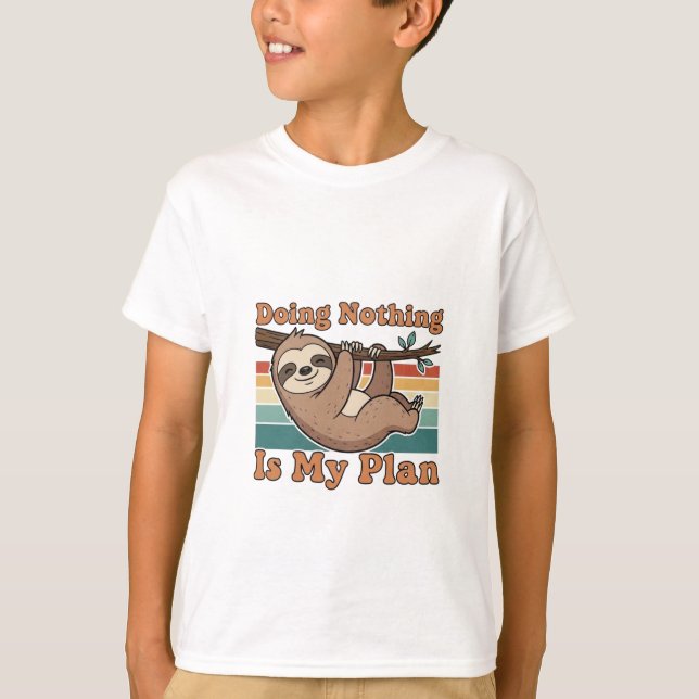 Funny Retro Sloth Kids Graphic T-Shirt (Devant)