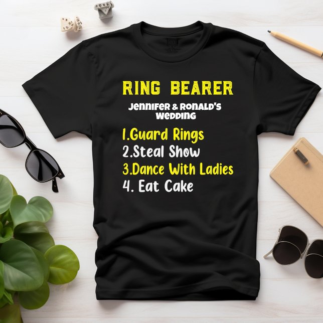 Funny Ring Porteur T-shirt Mariage Nom du couple (Créateur téléchargé)