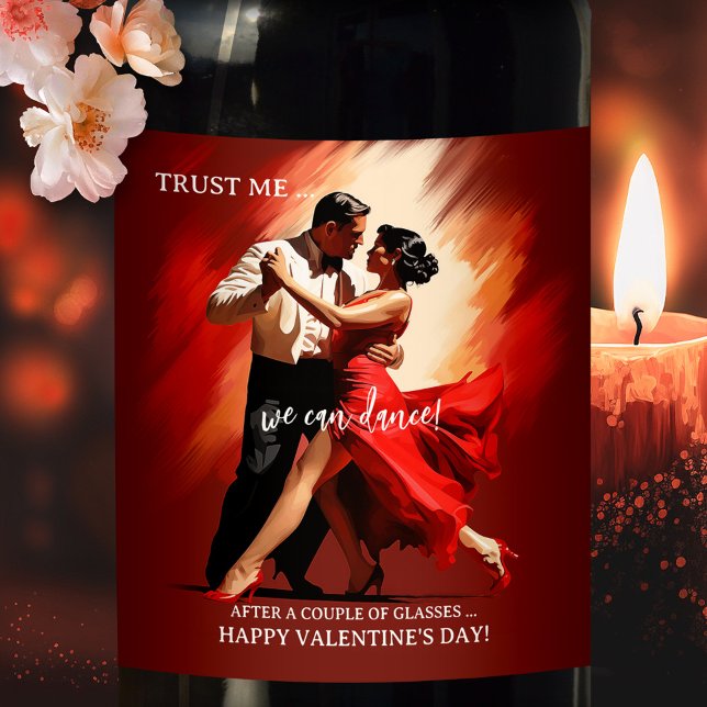 Funny Romantic Dance Étiquette de vin (A funny romantic wine label featuring a couple dancing the tango. Great for Valentine's Day )