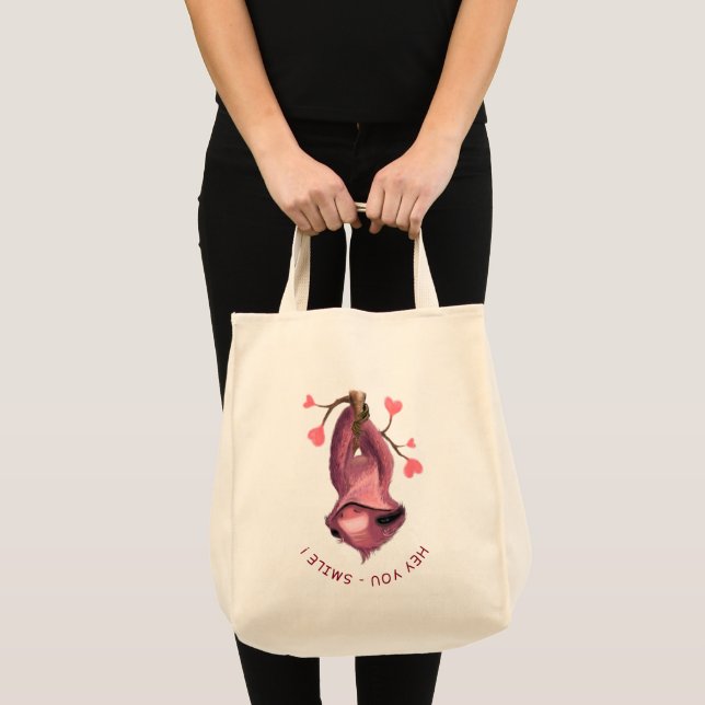 Funny Romantic Sloth Smile Tote Bag (Devant (produit))