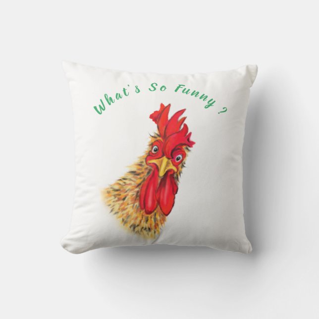 Funny Rooster Coussin - Texte personnalisé (Recto)