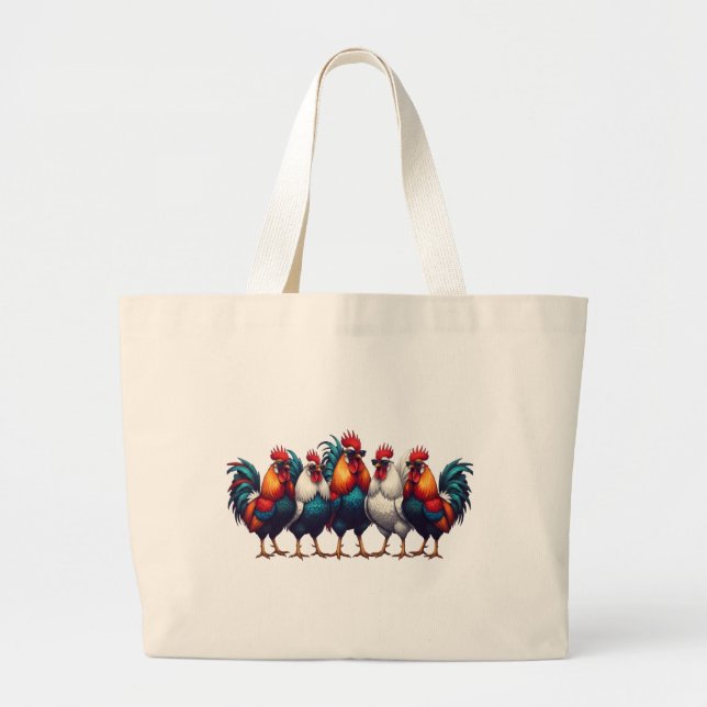 Funny Rooster Tote Bag with Sunglasses (Devant)