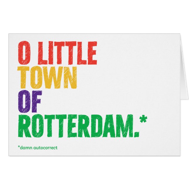 Funny "Rotterdam" Autocorrect carte de Noël (Devant horizontal)
