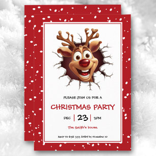 Funny Rudolph Reindeer Noël Invitation
