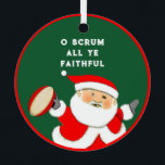 Funny Rugby Noël collection ornement en céramique<br><div class="desc">Le rugby original "O,  Come All Ye Faithful" cadeau de Noël ornement pour votre joueur de rugby,  entraîneur ou équipe de football préféré fan de sports. Modifier le texte pour ajouter le nom.</div>