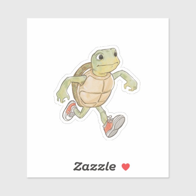 Funny Running Turtle Sticker | Cartoon (Feuille)