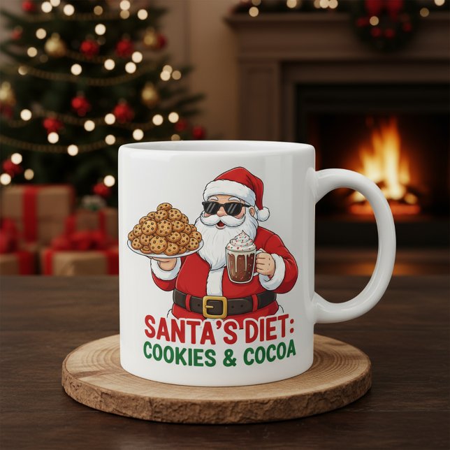 Funny Santa Mug – Santa’s Diet: Cookies & Cocoa (Créateur téléchargé)