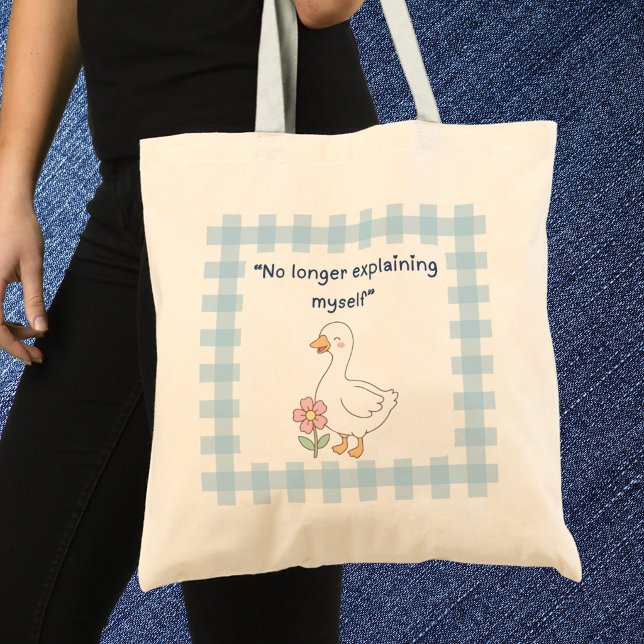 Funny Saying Goose with Blue Gingham Tote Bag (Créateur téléchargé)