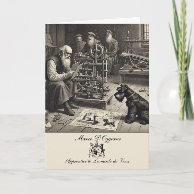 Funny Schnauzer Historique Plié Carte de voeux (Devant)