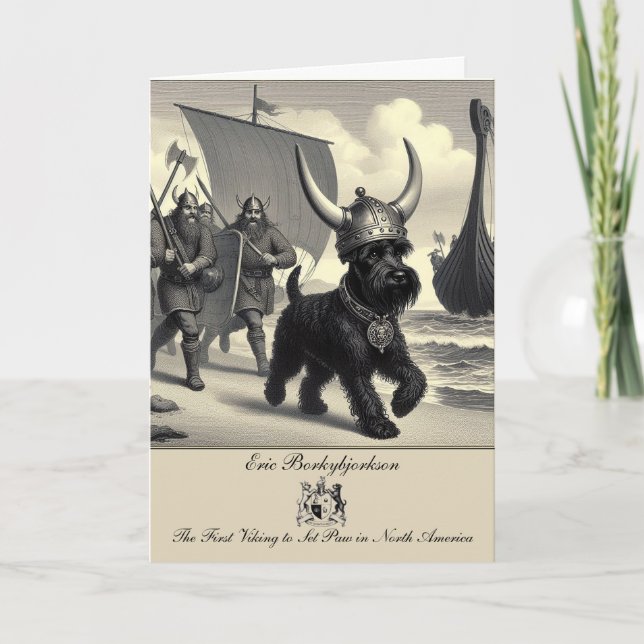 Funny Schnauzer Viking Carte de voeux pliée (Devant)