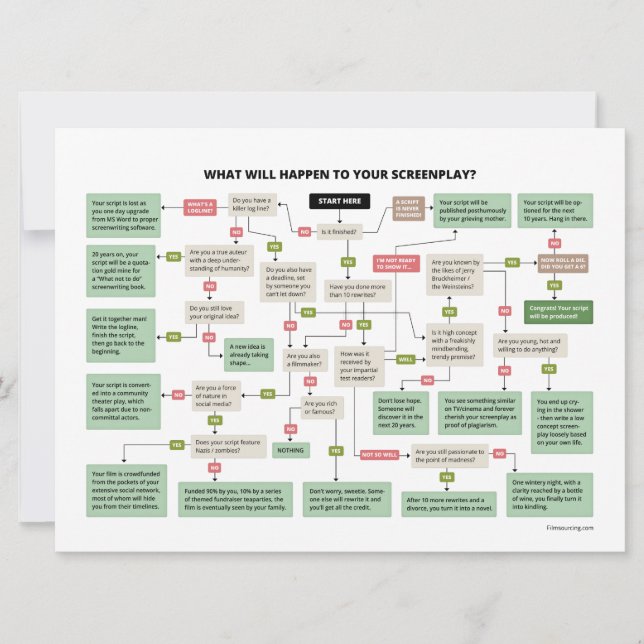 Funny Screenplay Flowchart pour scénaristes (Devant)