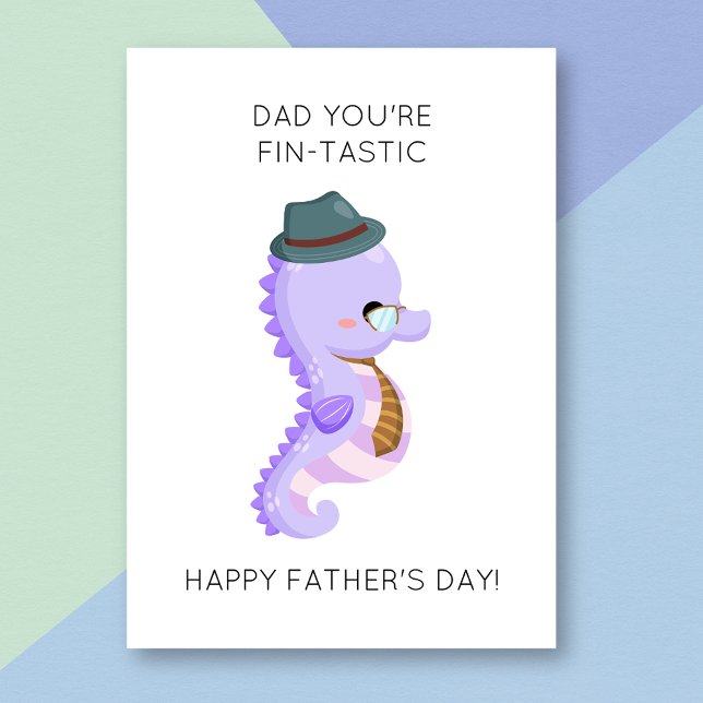 Funny Seahorse Pun carte de Fête des pères (Créateur téléchargé)