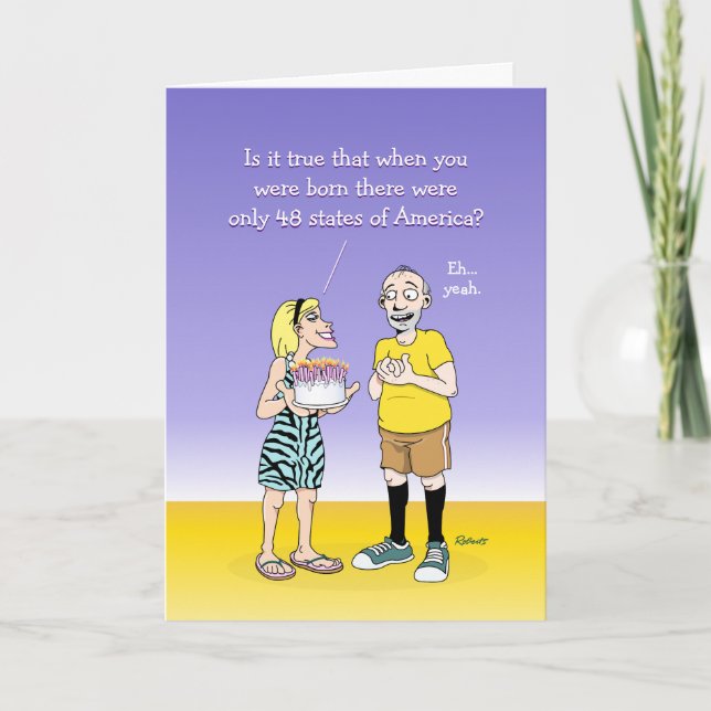 Funny Senior Homme Carte de voeux d'anniversaire (Devant)