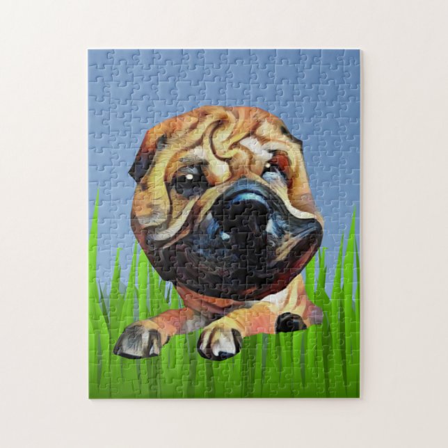 Funny Shar Pei Dog 252 Piece Puzzle (Vertical)
