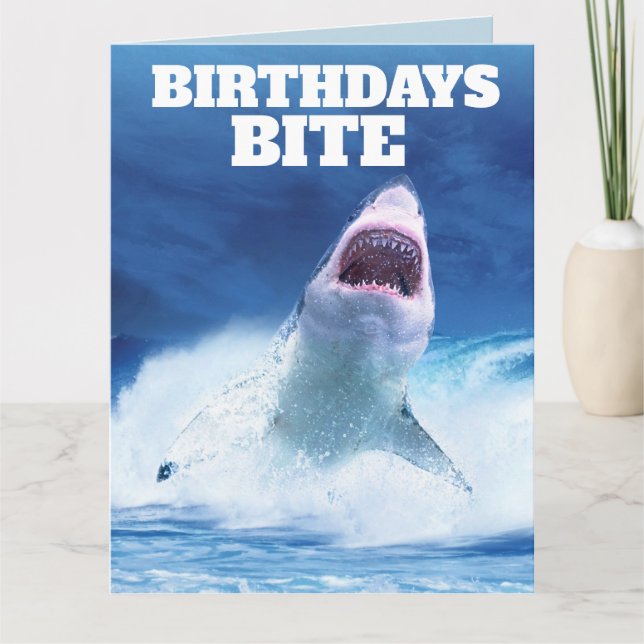 FUNNY SHARK Carte de voeux d'anniversaire (Devant)