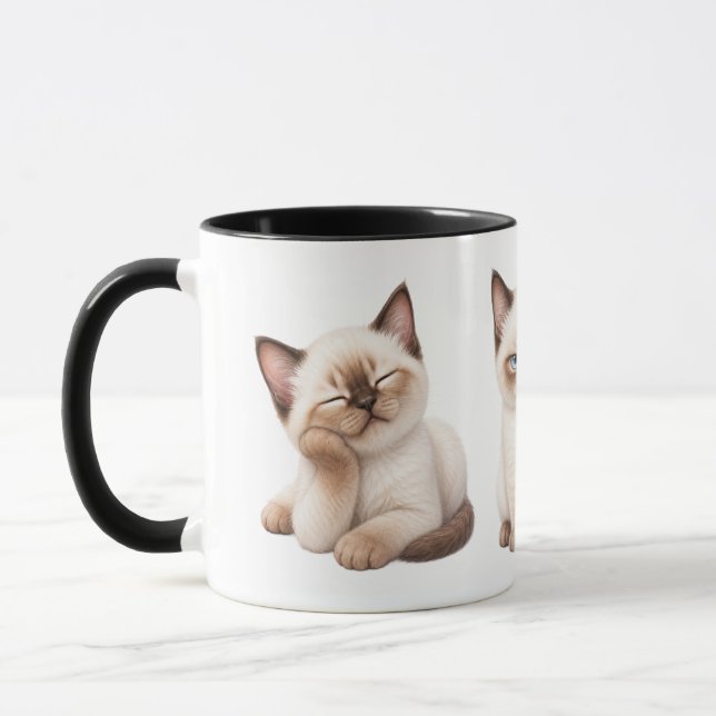 Funny Siamese Cat Expressions Coffee Mug (Gauche)