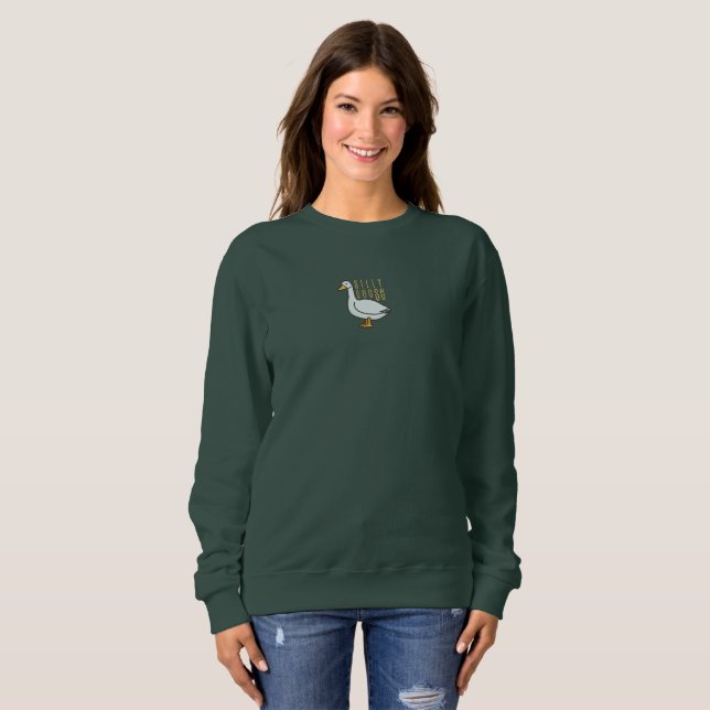 Funny Silly Goose Forest Sweatshirt vert (Devant entier)