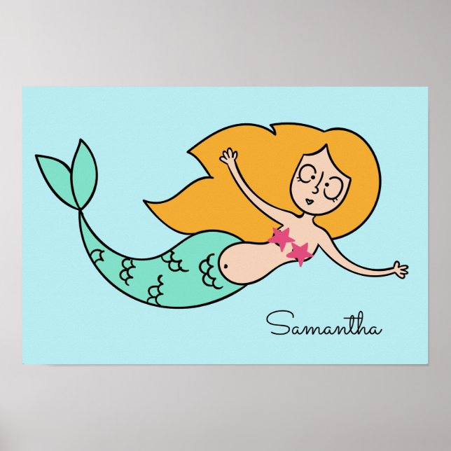 Funny Sirène personnalisé nom et affiche couleur (Devant)