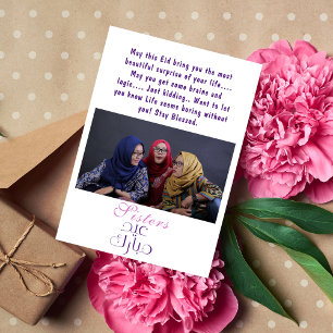 Funny Sisters Photo Eid Carte de voeux pour Soeurs