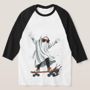 Funny Skateboard Ghost Homme 3/4 T-shirt manches