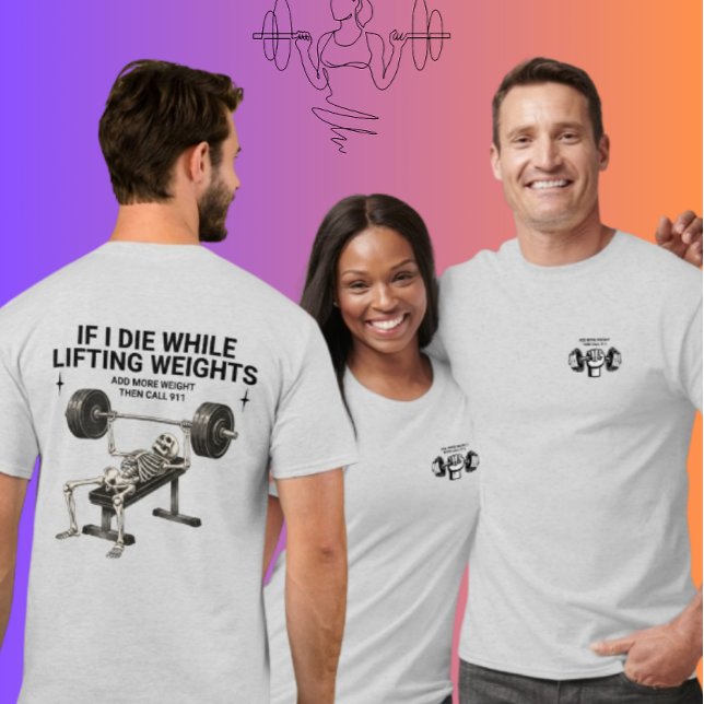 Funny Skeleton Weightlifting Gym Set Humor T-Shirt (Créateur téléchargé)