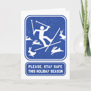 Funny Ski Carte de vacances - Lapin Slope Noël