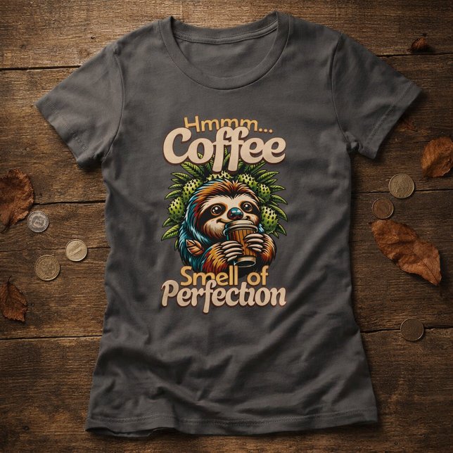 Funny Sloth Coffee Drinker T-Shirt (Créateur téléchargé)