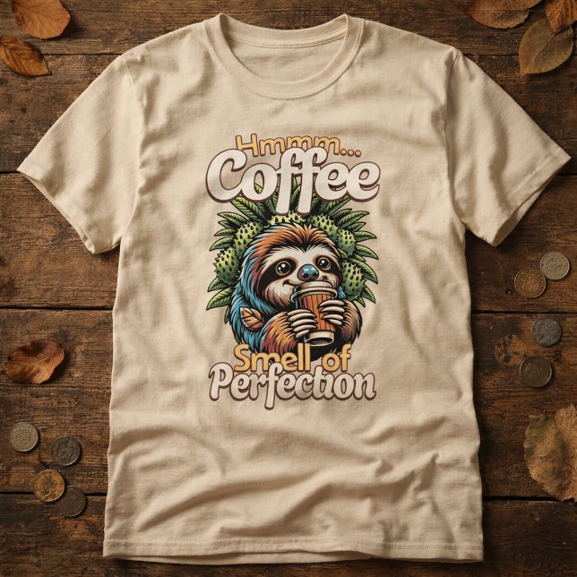 Funny Sloth Coffee Drinker T-Shirt (Créateur téléchargé)