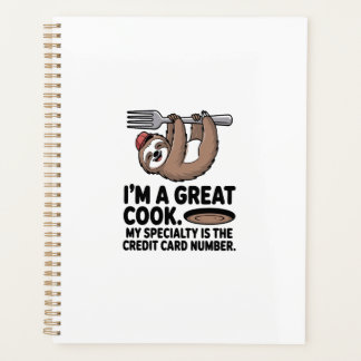 Funny Sloth Cook Hanging on a Fork