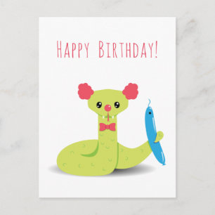 Funny Snake Clown Happy Anniversaire Carte postale