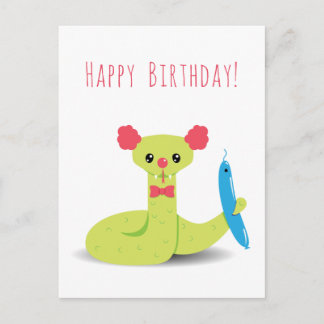 Funny Snake Clown Happy Anniversaire Carte postale