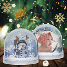 Funny Snowman Marshmallow Custom Photo globe de ne