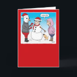 Funny Snowman Showoff Carte de Noël<br><div class="desc">Cette drôle de carte de Noël de dessin animé présente un gars qui utilise une partie de la magie de la saison des Fêtes pour construire un bonhomme de neige unique, laissant son chien mignon étonné et sa femme pas si amusé. Merci pour le choix de cette conception originale par...</div>