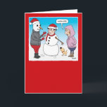 Funny Snowman Showoff Carte de Noël<br><div class="desc">Cette drôle de carte de Noël de dessin animé présente un gars qui utilise une partie de la magie de la saison des Fêtes pour construire un bonhomme de neige unique, laissant son chien mignon étonné et sa femme pas si amusé. Merci pour le choix de cette conception originale par...</div>