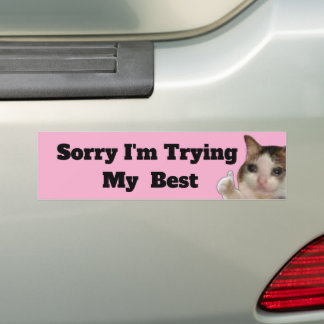 Funny "Sorry I'm Trying My Best" Bumper Sticker | 