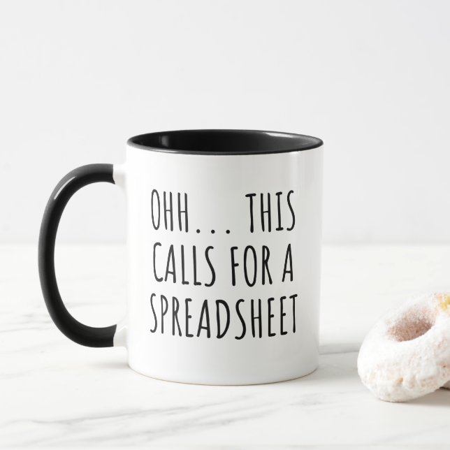Funny Spreadsheet Mug Sarcastic Office Gift (Avec donut)