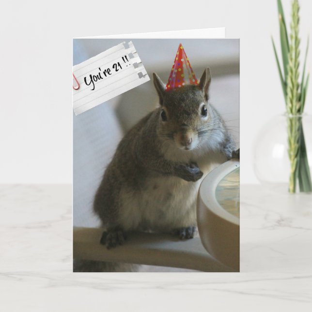 Funny Squirrel 21e carte d'anniversaire (Devant)