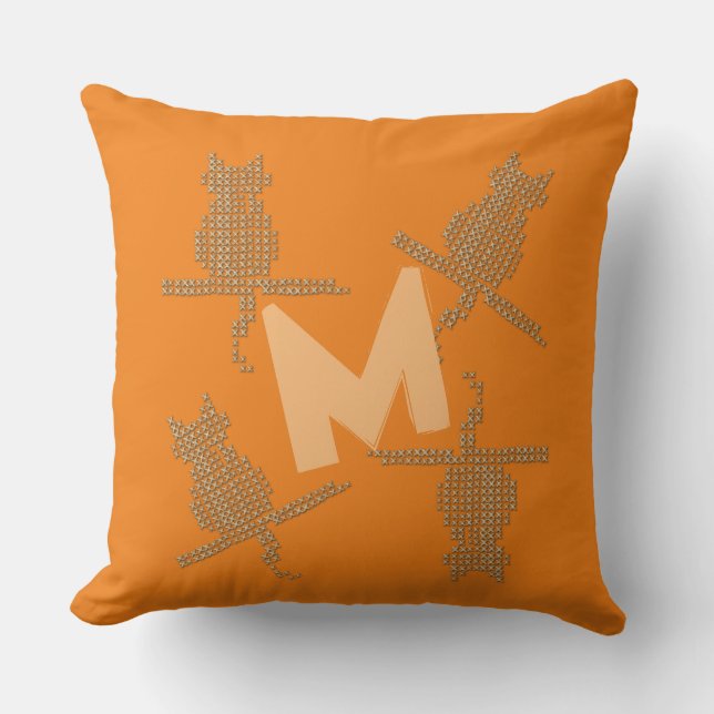 Funny Stitch Effet Chats Monogramme Coussin (Recto)