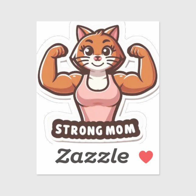 Funny Strong Cat Mom Sticker (Feuille)